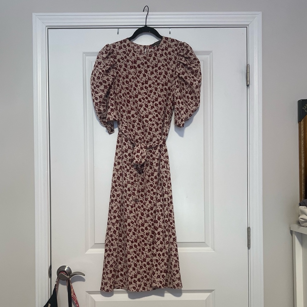 Floral Puff Sleeve Midi Dress